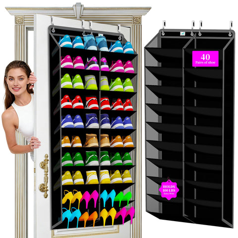 Zebricolo large door rack front view showing spacious pockets for 30 pairs.