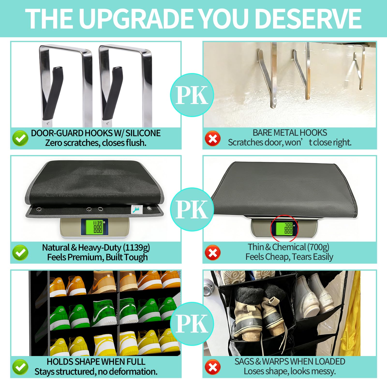 Zebricolo non-slip rubber pads protect doors while keeping rack securely mounted.