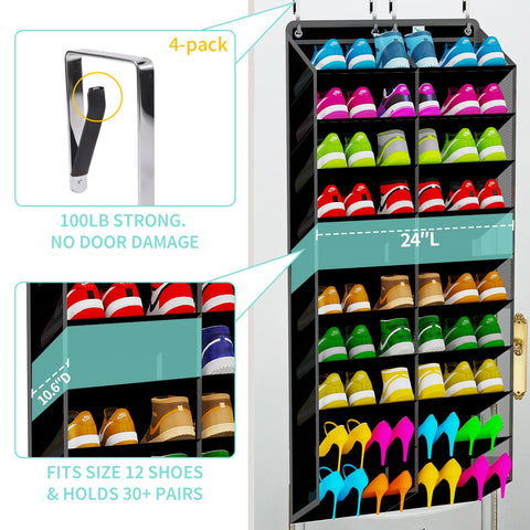 Zebricolo over-the-door setup with sturdy bamboo frame supporting heavy sneakers and boots.