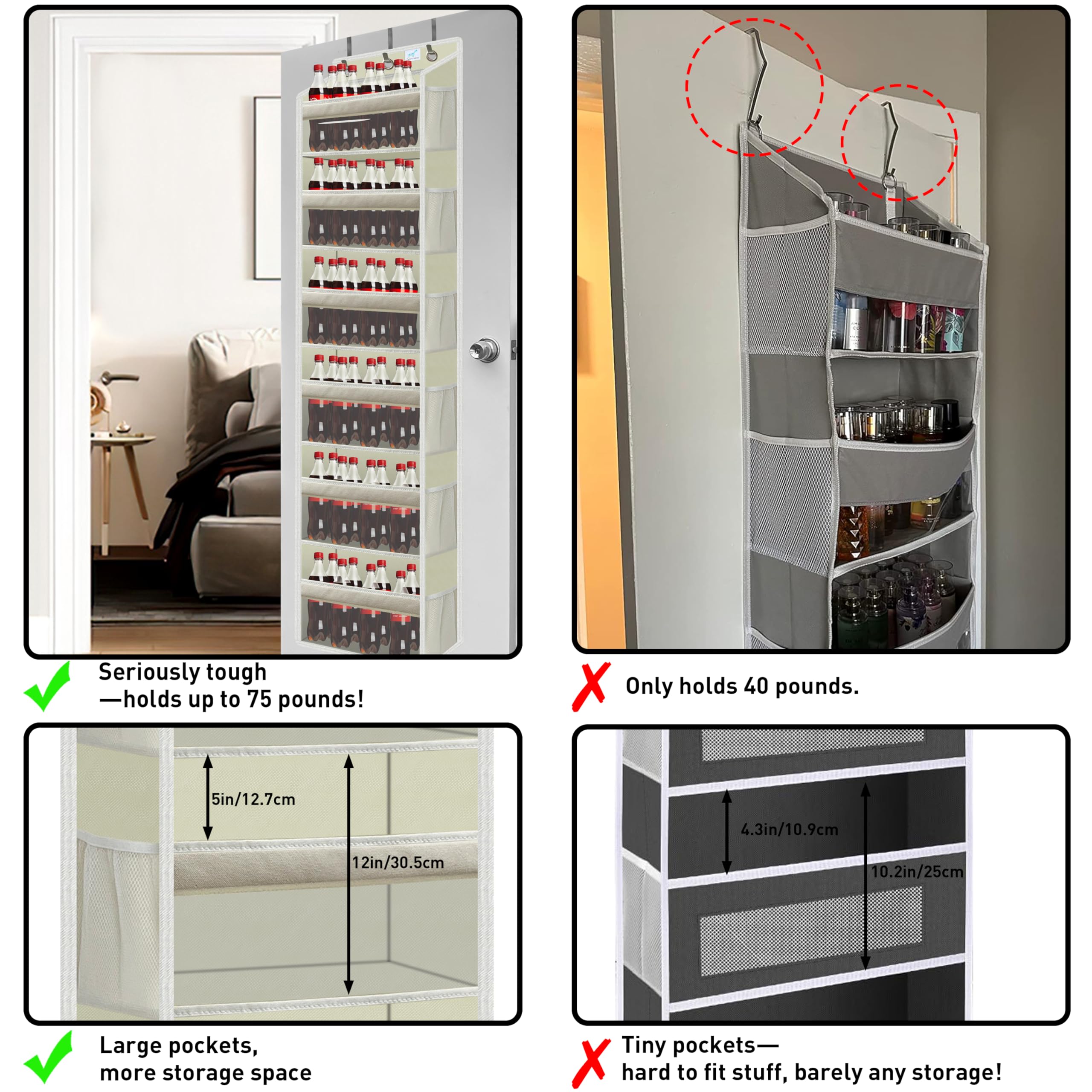 Ivory finish matches modern interiors and helps prevent door damage.