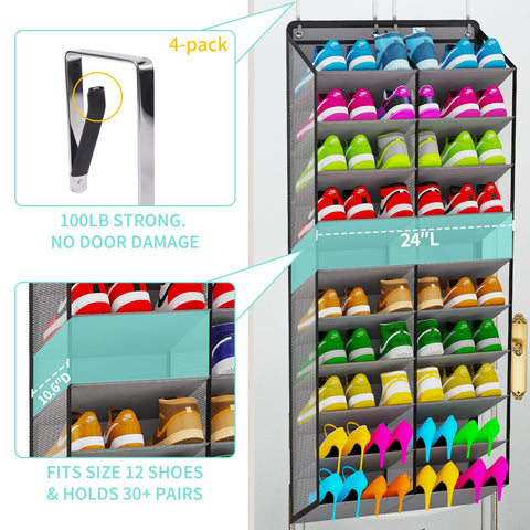 Zebricolo over-the-door organizer installed on a door saving floor space.