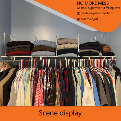 Zebricolo shelf dividers stack clothes neatly, expanding vertical storage.
