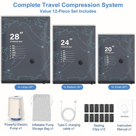 Zeclu space-saving bags in action inside suitcase.