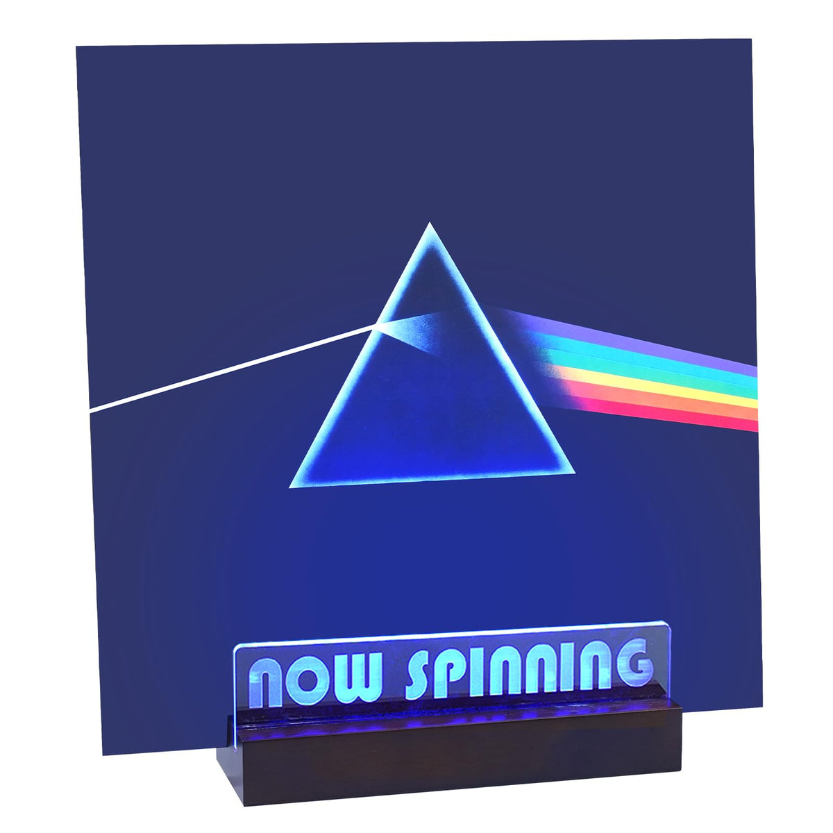 ZEDKEHO vinyl stand with LED lights illuminating your LP collection.