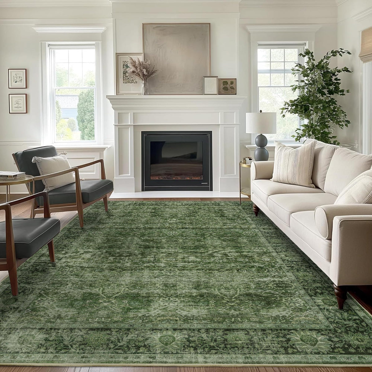 zeeinx 5x7 green washable rug for busy living rooms with easy care