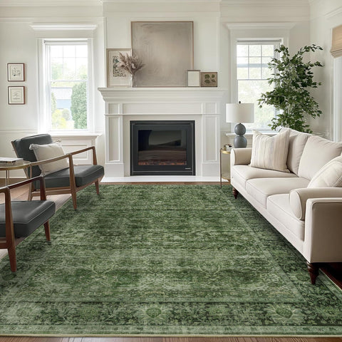 zeeinx 5x7 green washable rug for busy living rooms with easy care