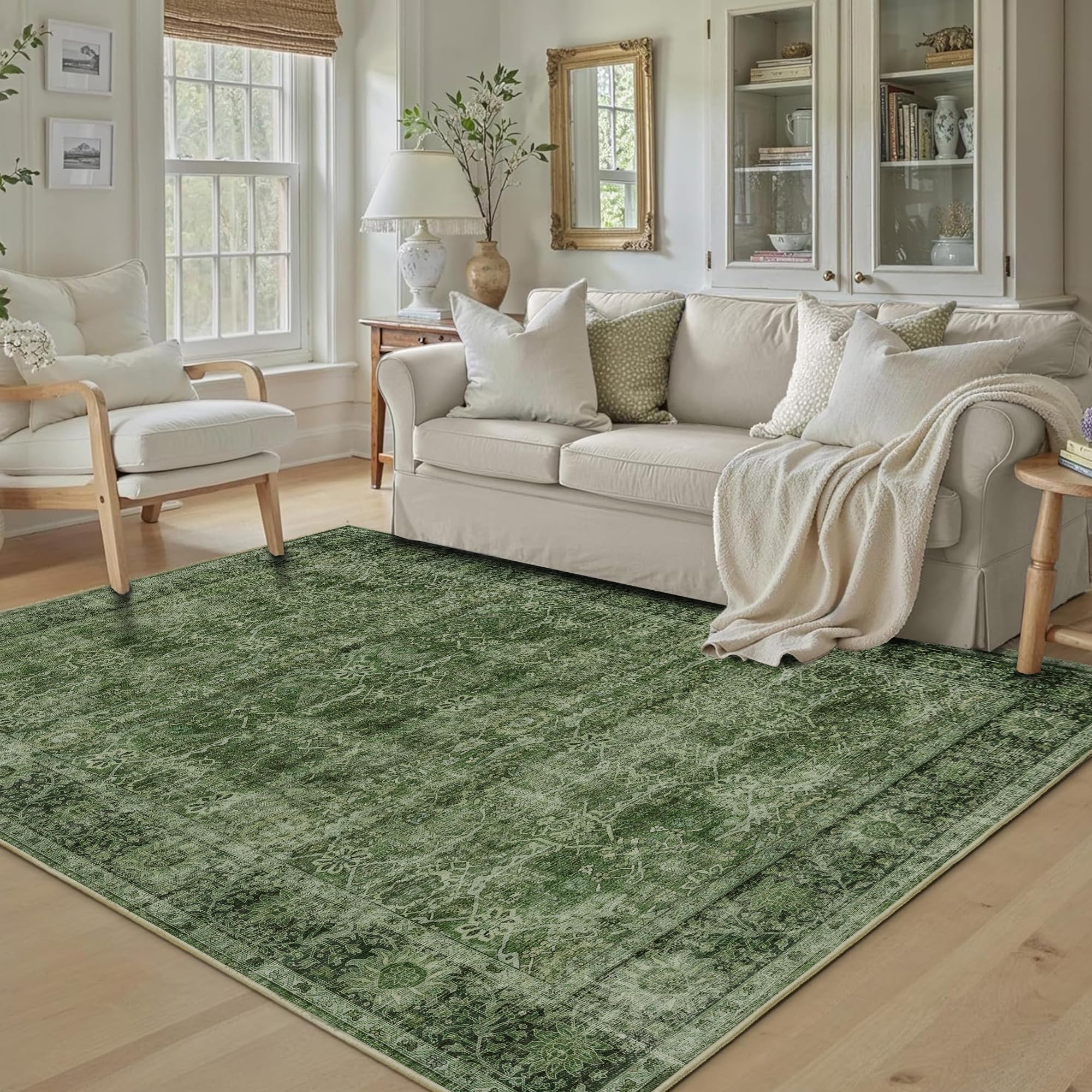 zeeinx green vintage floral design rug adds timeless charm to bedrooms