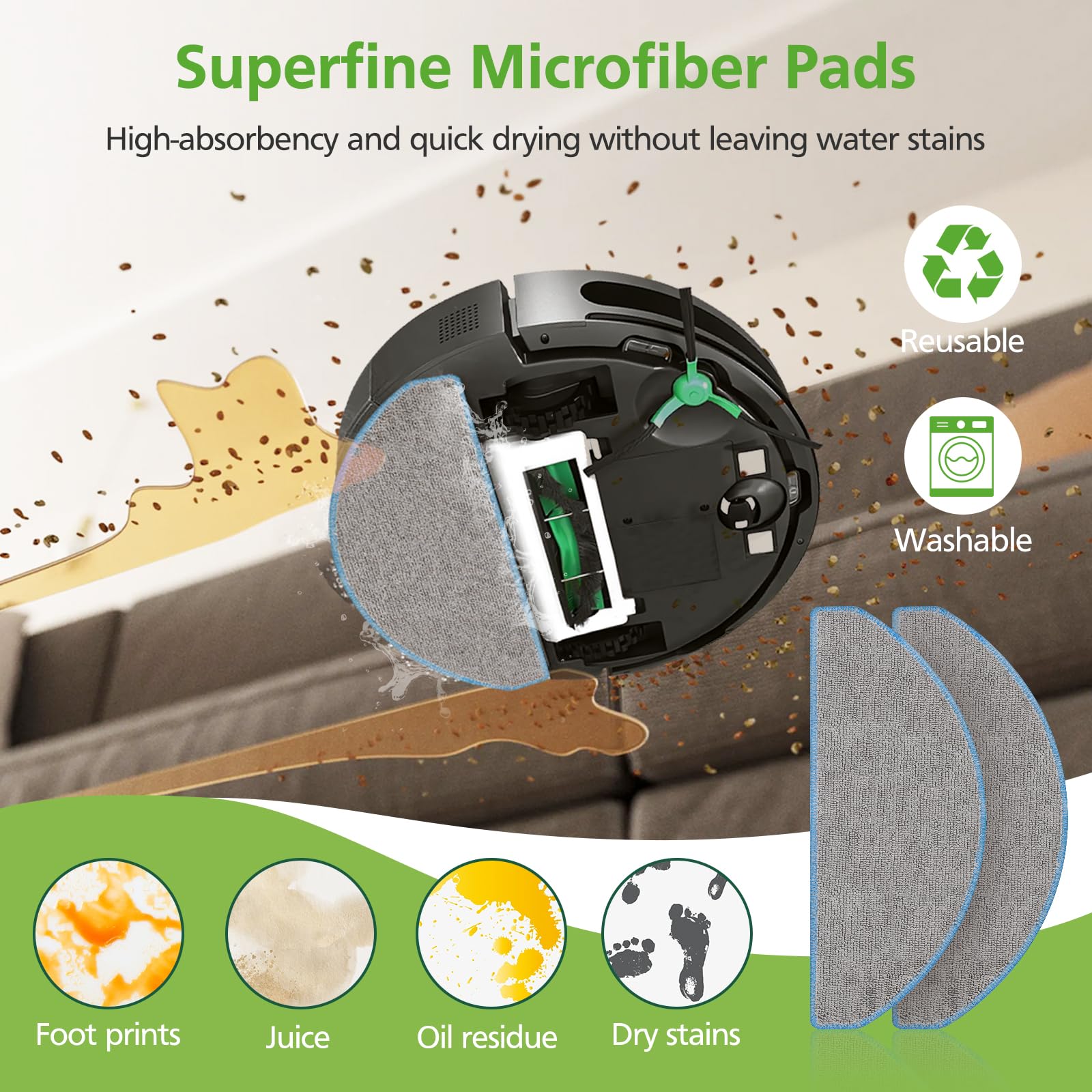 Zeekech Roomba mop pads delivering a polished floor finish.