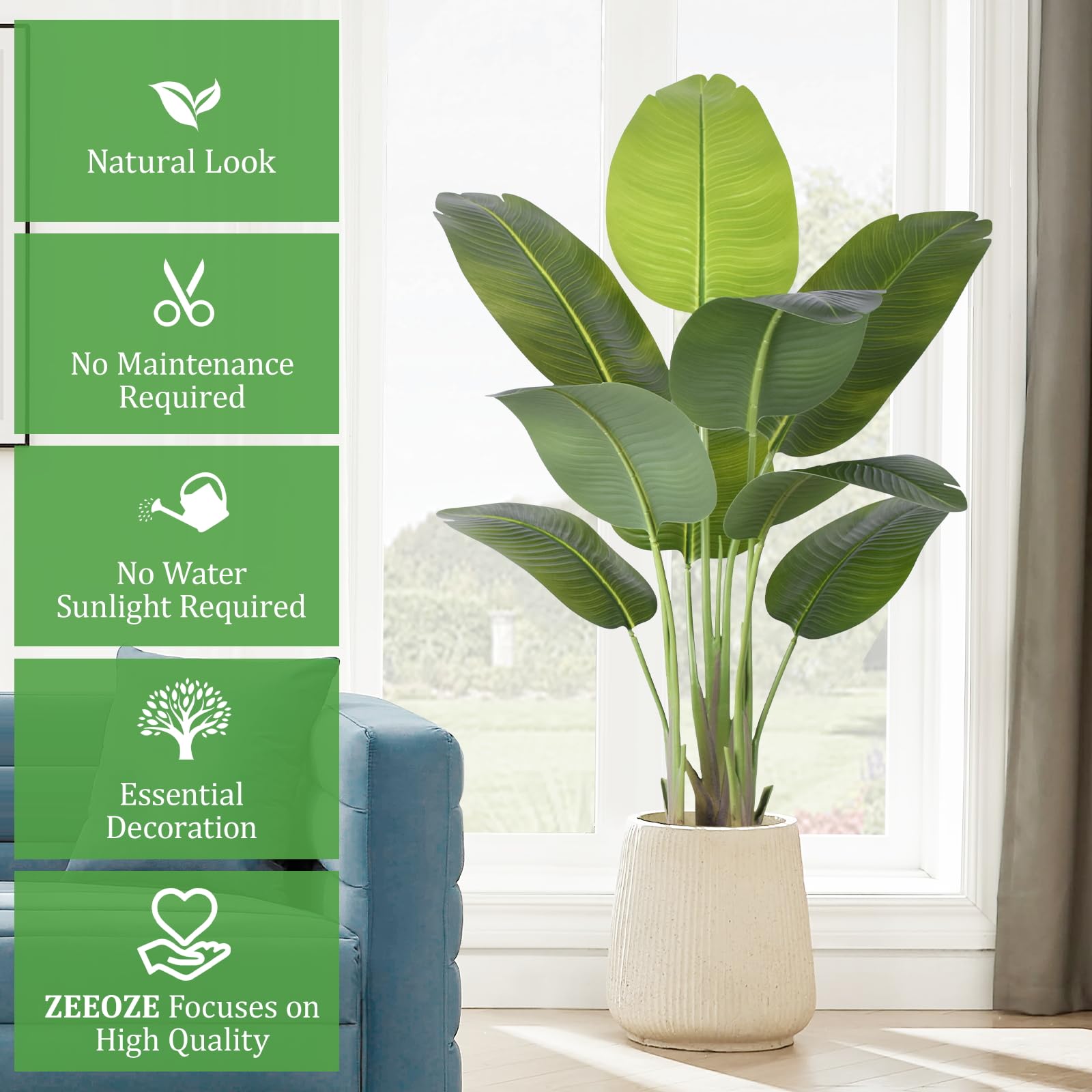 Easy dusting and wipe-clean care keeps the plant fresh with minimal effort