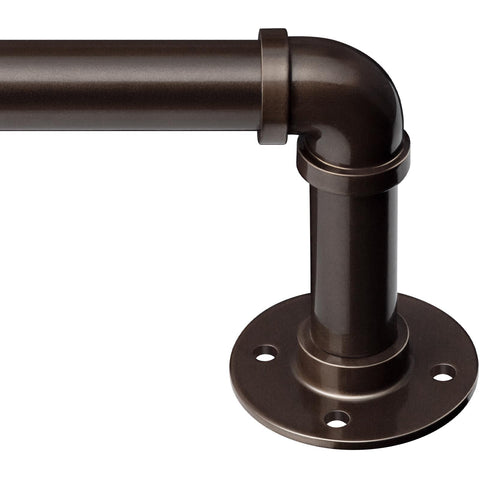 Zeerobee curtain rod 1inch industrial wrap-around in antique bronze steadies drapery