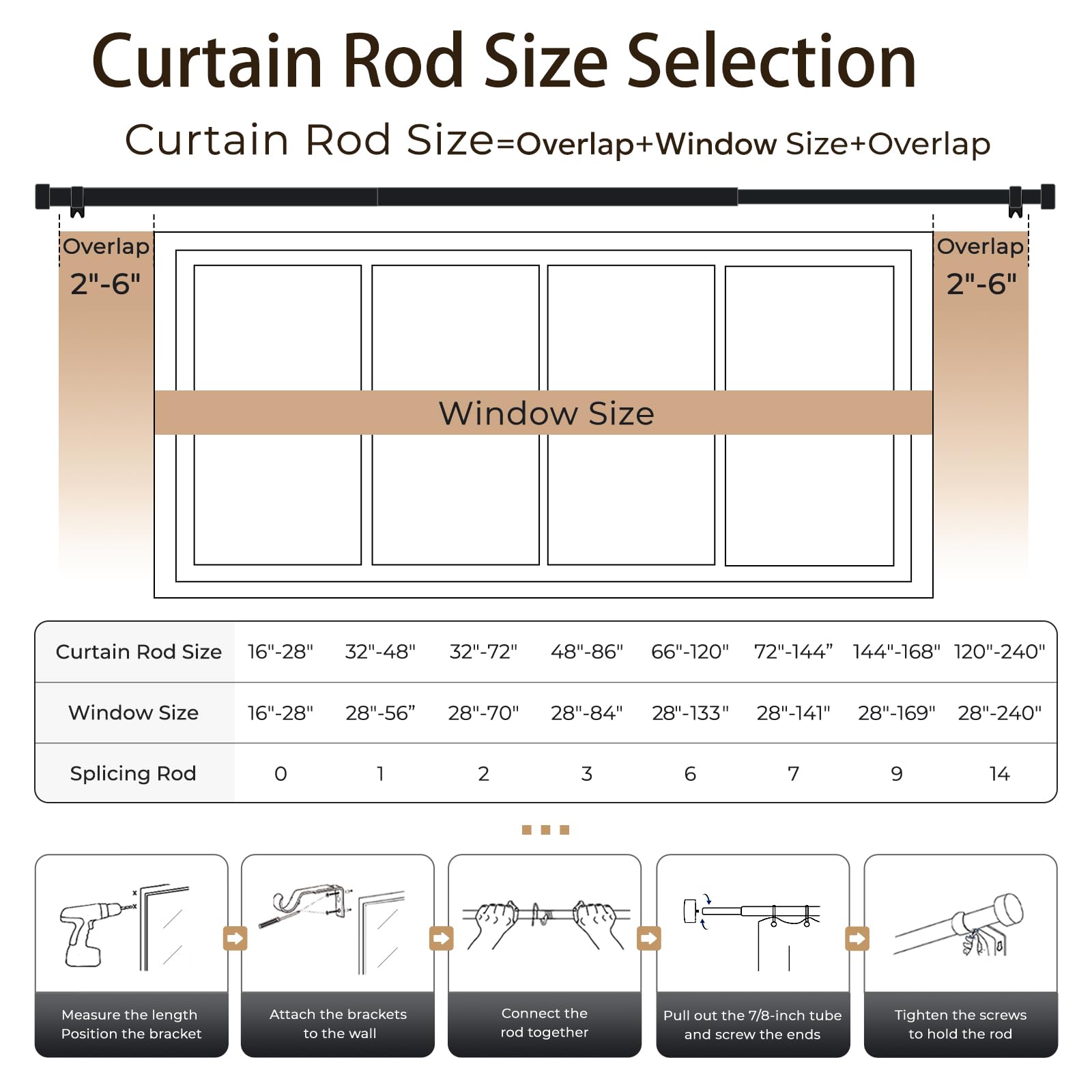 Zeerobee curtain rod adjustable up to 120 inches for flexible setups.