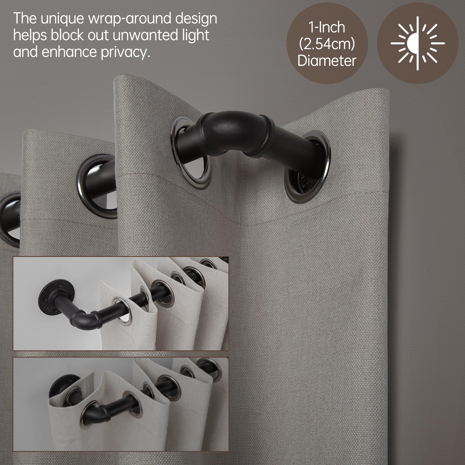 Zeerobee curtain rod ceiling-mount option for room divider setup