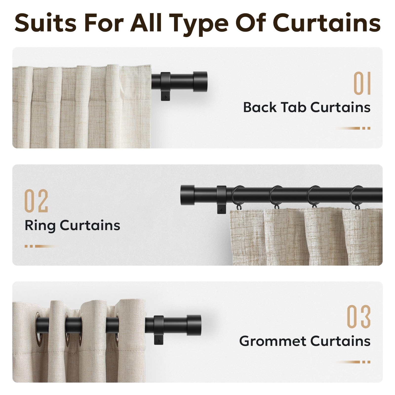 Zeerobee curtain rod easy assembly speeds installation and mounting.
