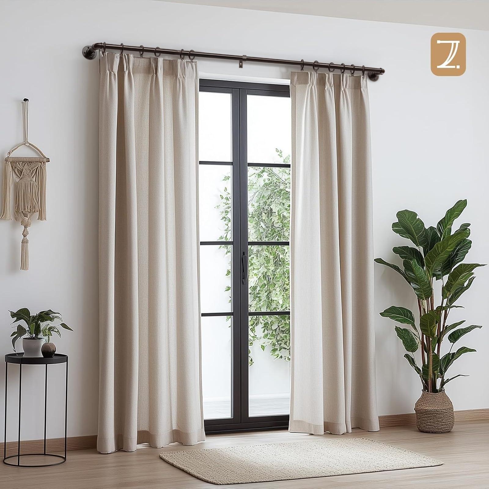 Zeerobee frosted matte finish on curtain rod adds rustic elegance