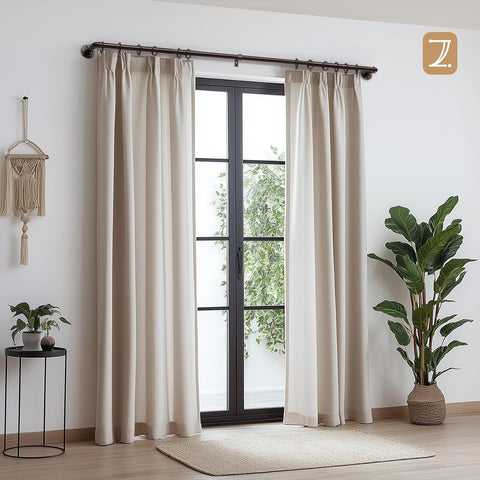 Zeerobee frosted matte finish on curtain rod adds rustic elegance