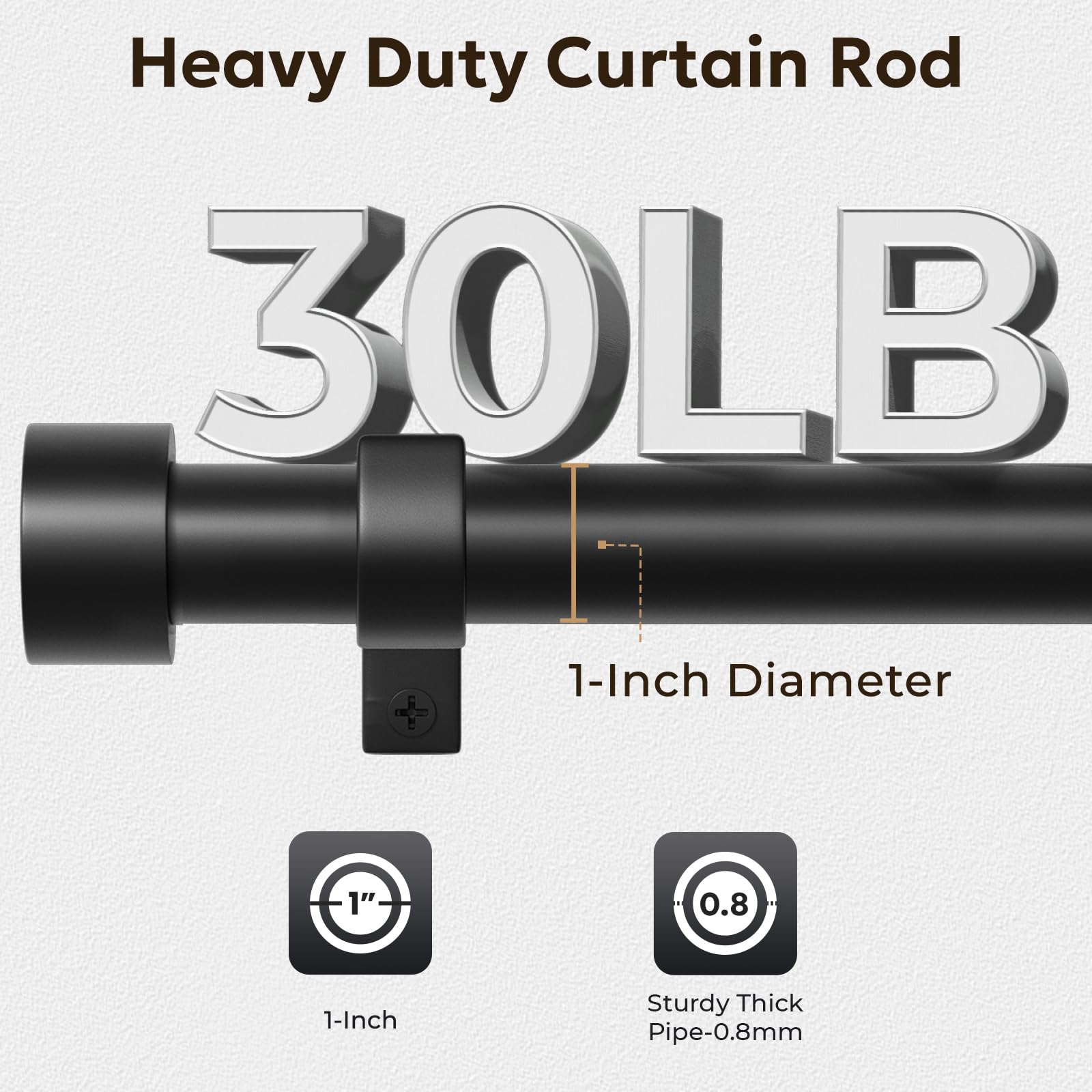 Zeerobee curtain rod with helical threads delivers stable long-span support.