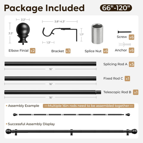 Durable black finish suits indoor and outdoor room dividers.
