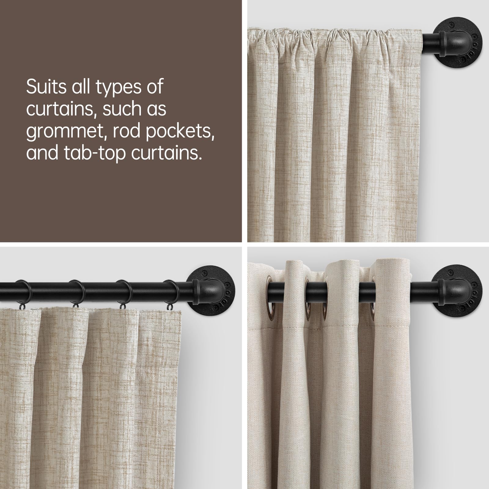 Zeerobee curtain rod wrap-around design for energy efficiency