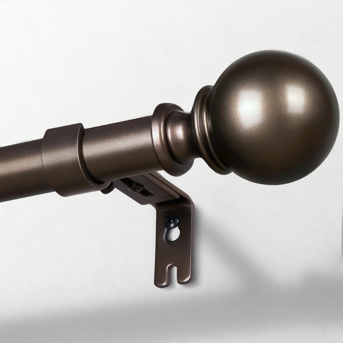 Zeerobee curtain rods 1-inch thick bronze pole for sturdy window support.