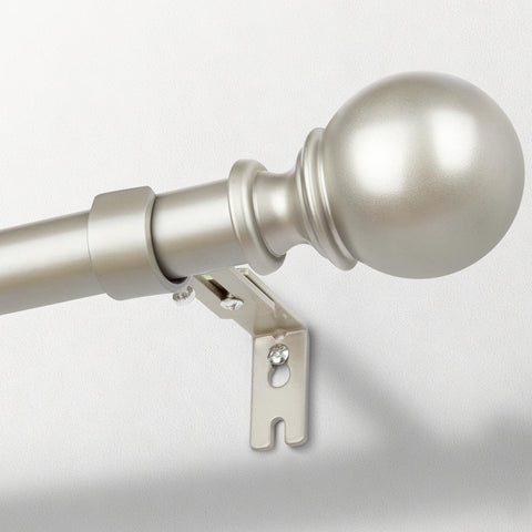 Zeerobee curtain rod nickel finish close-up shows sturdy 1-inch diameter