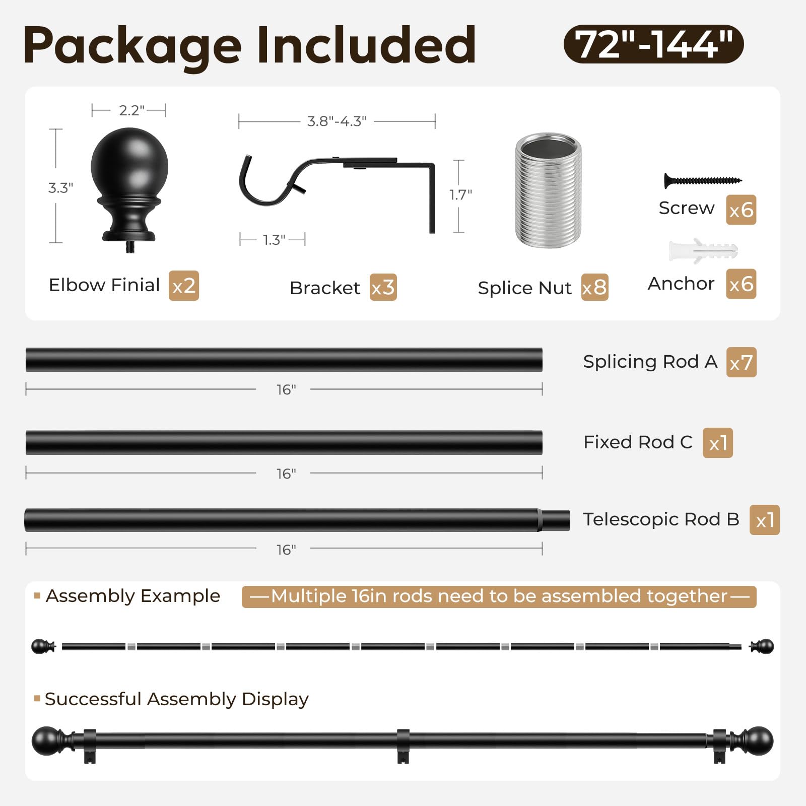 Zeerobee curtain rod withstands daily use with a sturdy 1-inch profile.