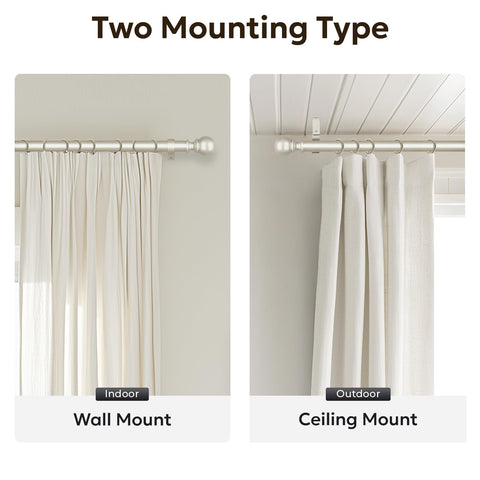 Zeerobee curtain rod supports varied drapery styles