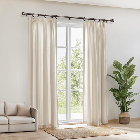 Zeerobee heavy-duty 1-inch bronze curtain rod supports multiple drapery layers
