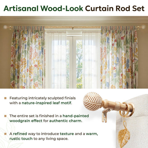 Zeerobee leaf-pattern finials add decorative flair with a modern look