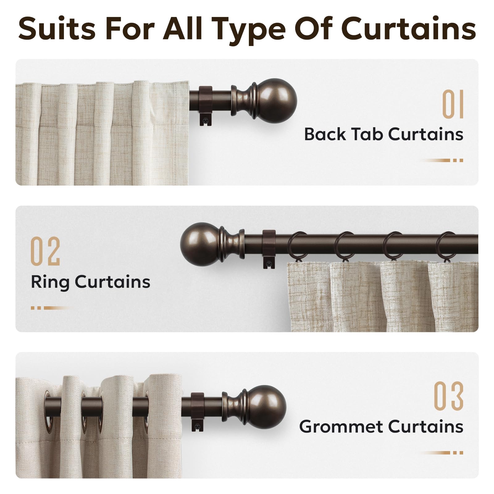 Zeerobee telescoping curtain rod adjusts to final length easily