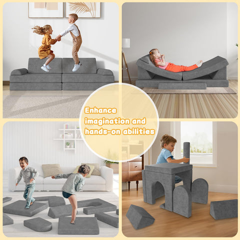 Zefinot modular kids play couch high-resilience foam provides comfy support and bounce.