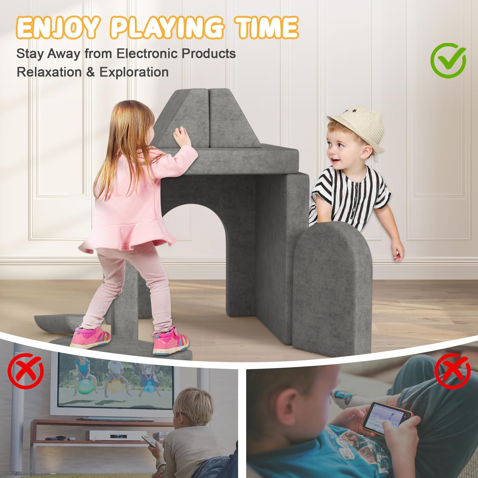 Zefinot modular kids play couch washable cover makes cleanup easy.
