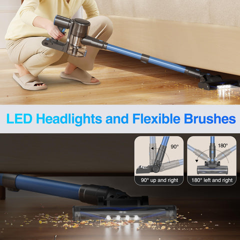 Zefiro cordless vacuum on-floor cleaning demonstrates versatile hard floor pick-up.