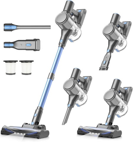 Zefiro cordless vacuum front view shows strong suction for quick cleanups.