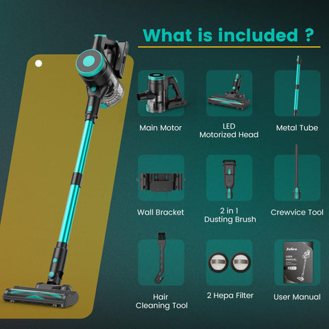 Zefiro wall-mount storage keeps attachments organized.