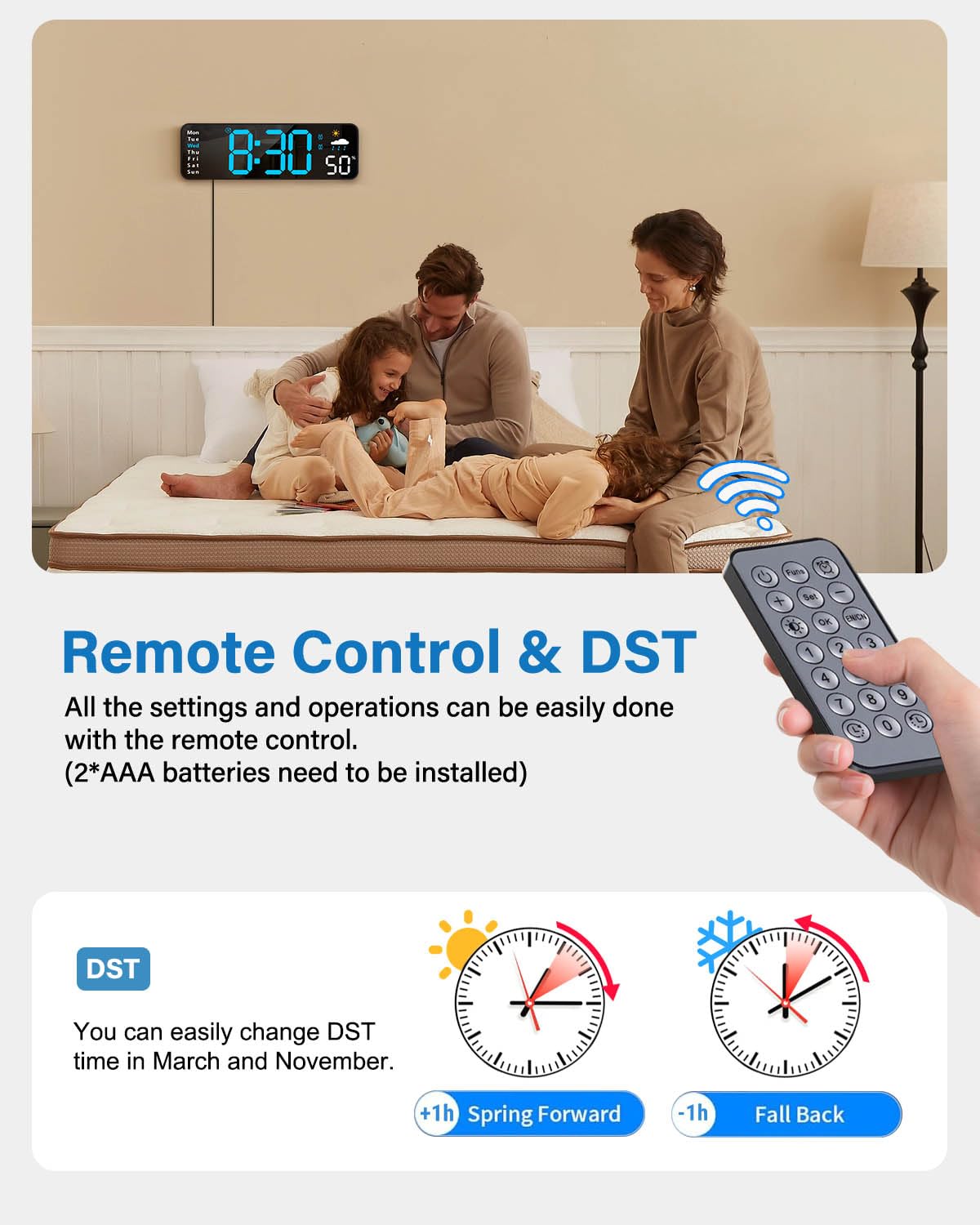 Zelaclock is ideal for living rooms, bedrooms, classrooms, and offices