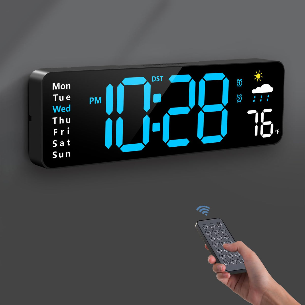 Zelaclock digital wall clock with large display for quick time checks in living rooms