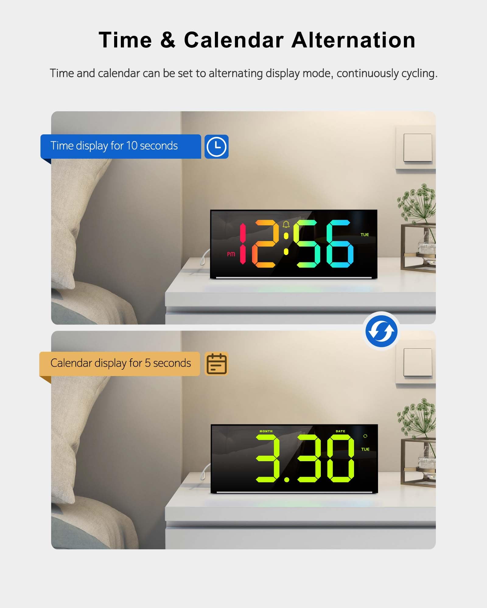 Zelaclock placed in a bedroom for clear time checks at night