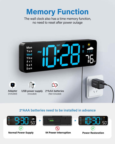 Zelaclock memory function preserves settings after power outages