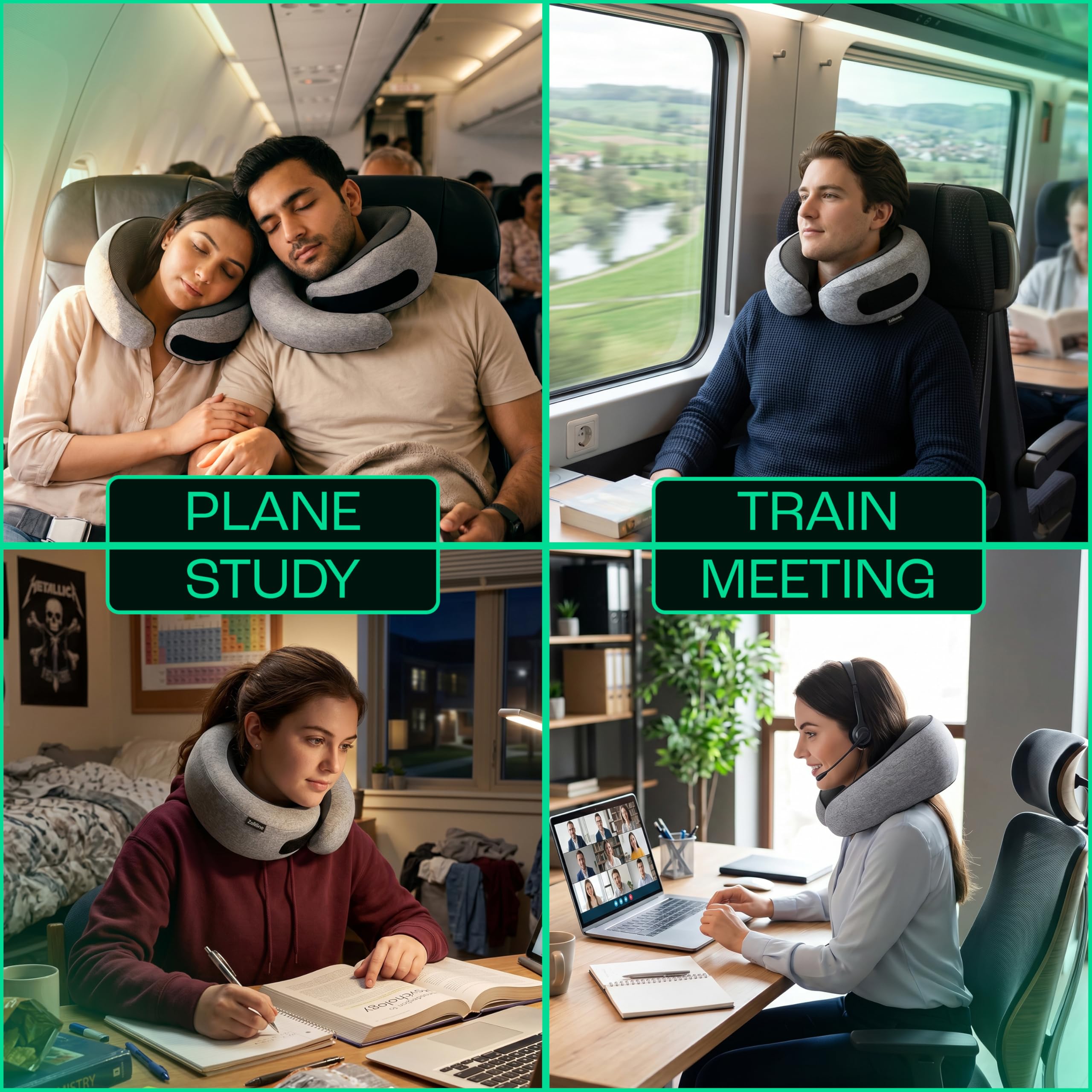 Zelkone plane pillow keeps your neck aligned during long flights.