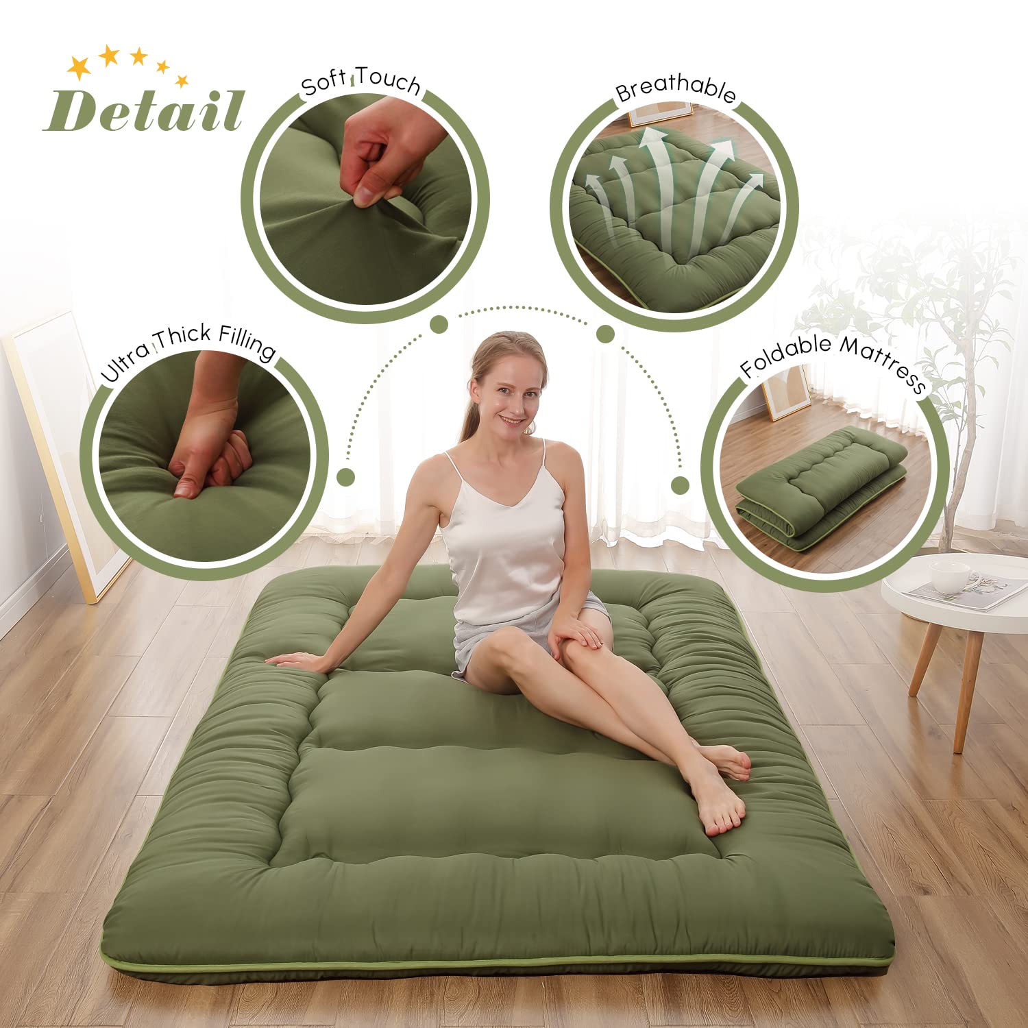 Zelladorra full-size 54x80 mattress offers spacious sleeping area.