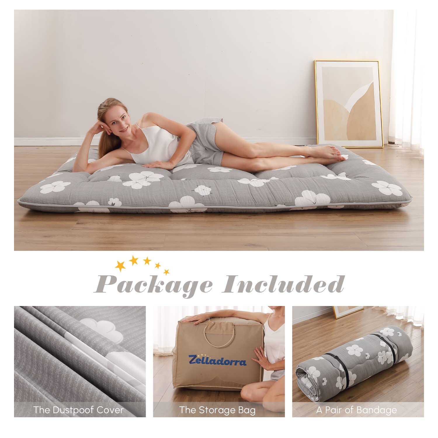 Zelladorra twin mattress with washable cover for quick cleaning