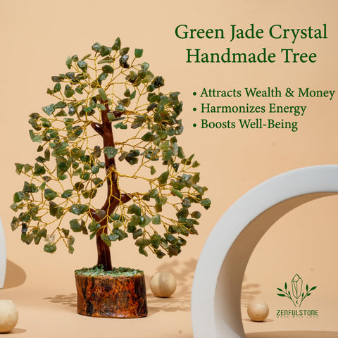 ZenfulStone Green Jade Crystal Tree branches for a customizable lucky layout.