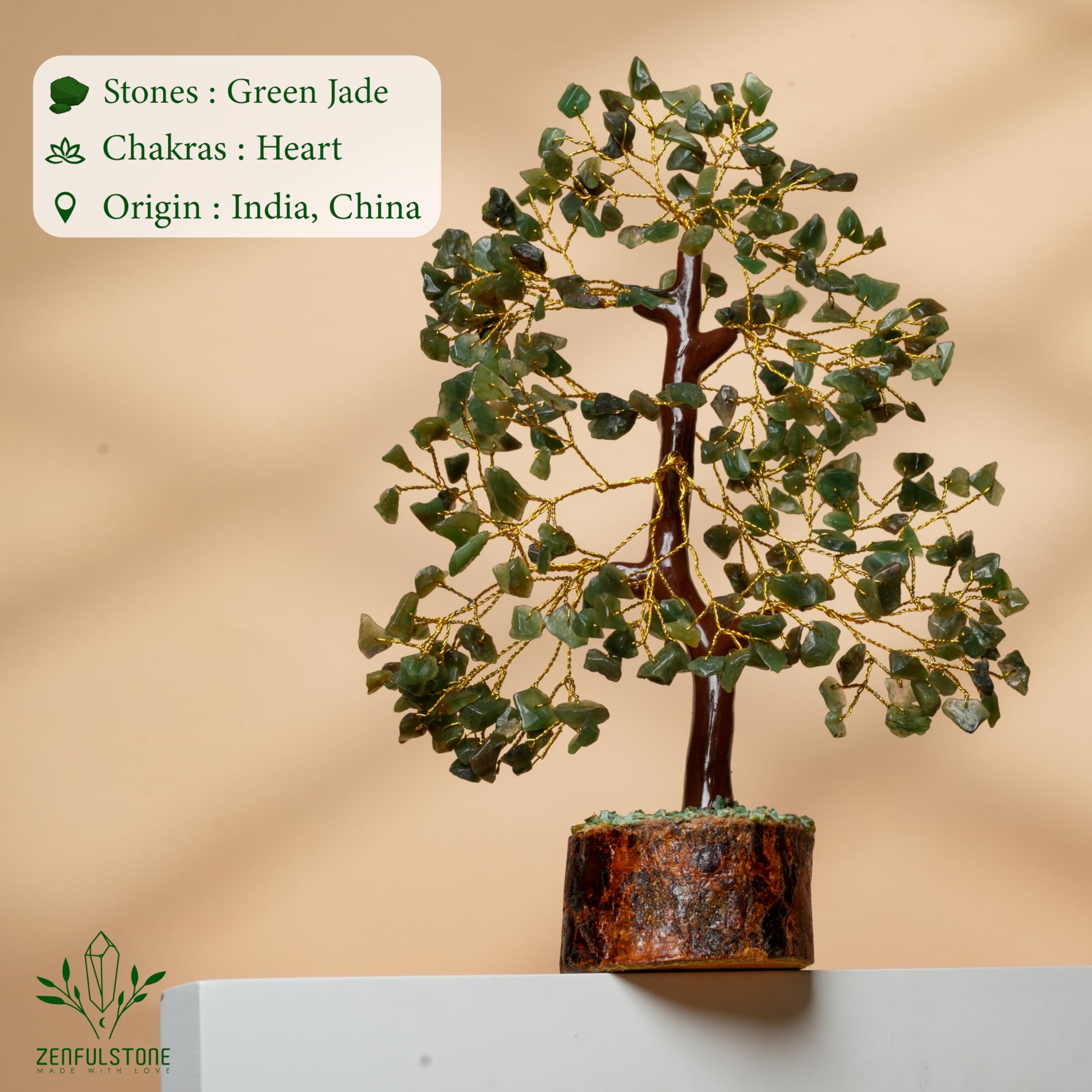 ZenfulStone Green Jade Tree emphasizes balance on a desk or shelf.