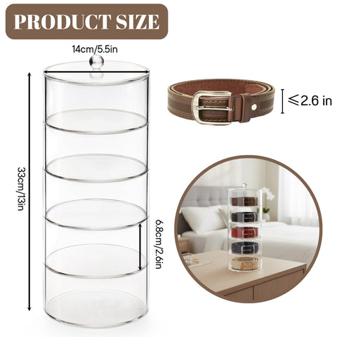 ZENFUN clear display case showing belt layers with lid for protection
