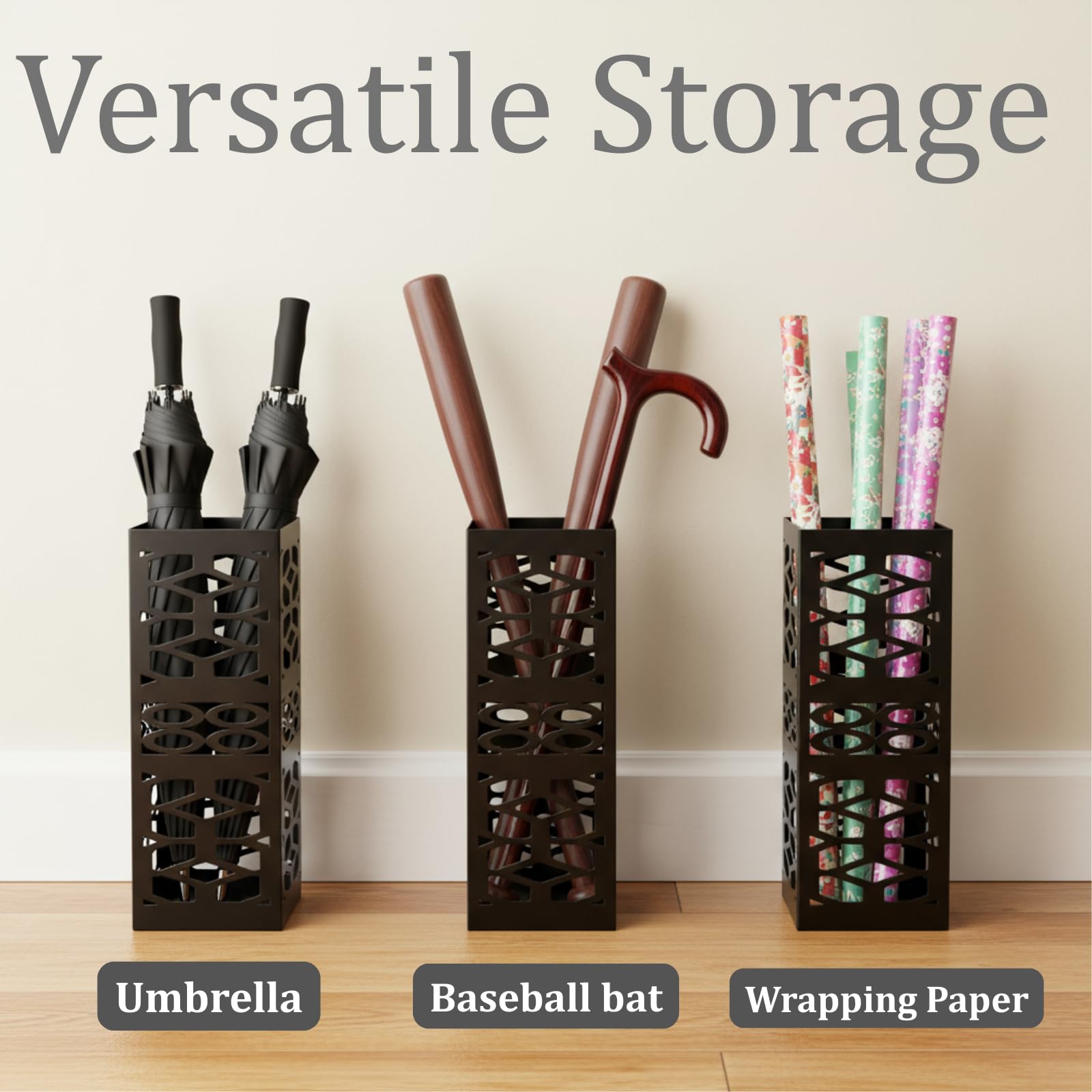 ZENFUN metal umbrella holder with rust-resistant coating resists wear in high-traffic areas.