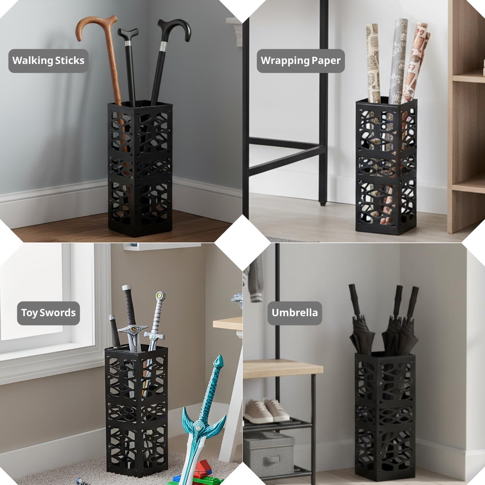 ZENFUN umbrella storage solution helps keep floors dry after rainy days.