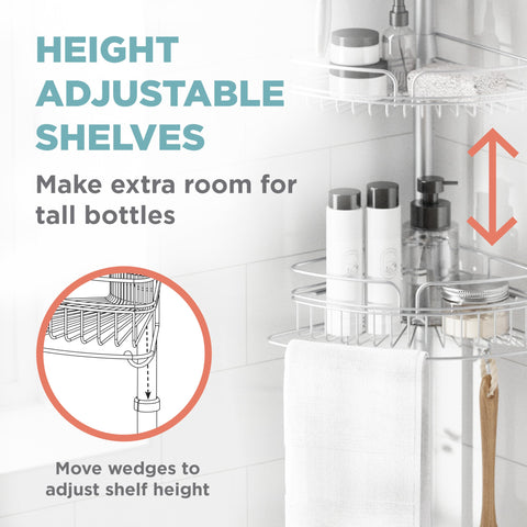 Zenna Home built-in towel bar with hooks for towels.