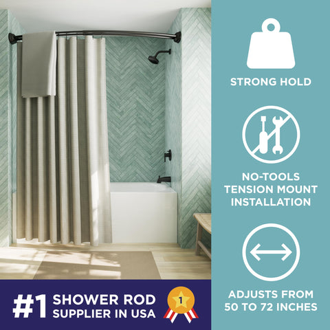 Zenna Home curved rod shows added space and easier curtain movement