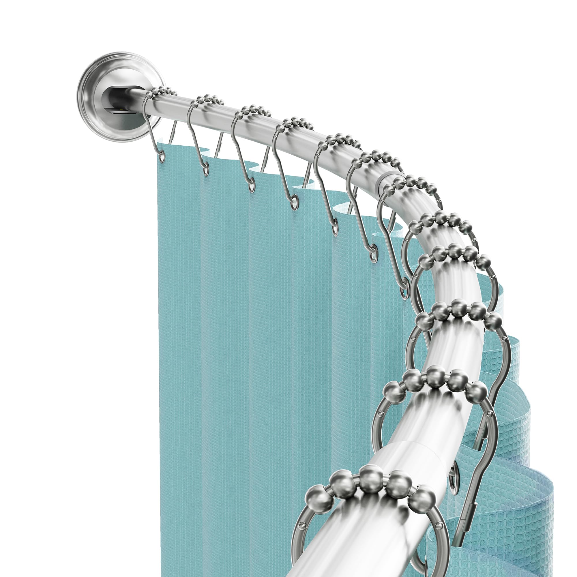 Zenna Home curved shower rod extends space for easier movement in the shower
