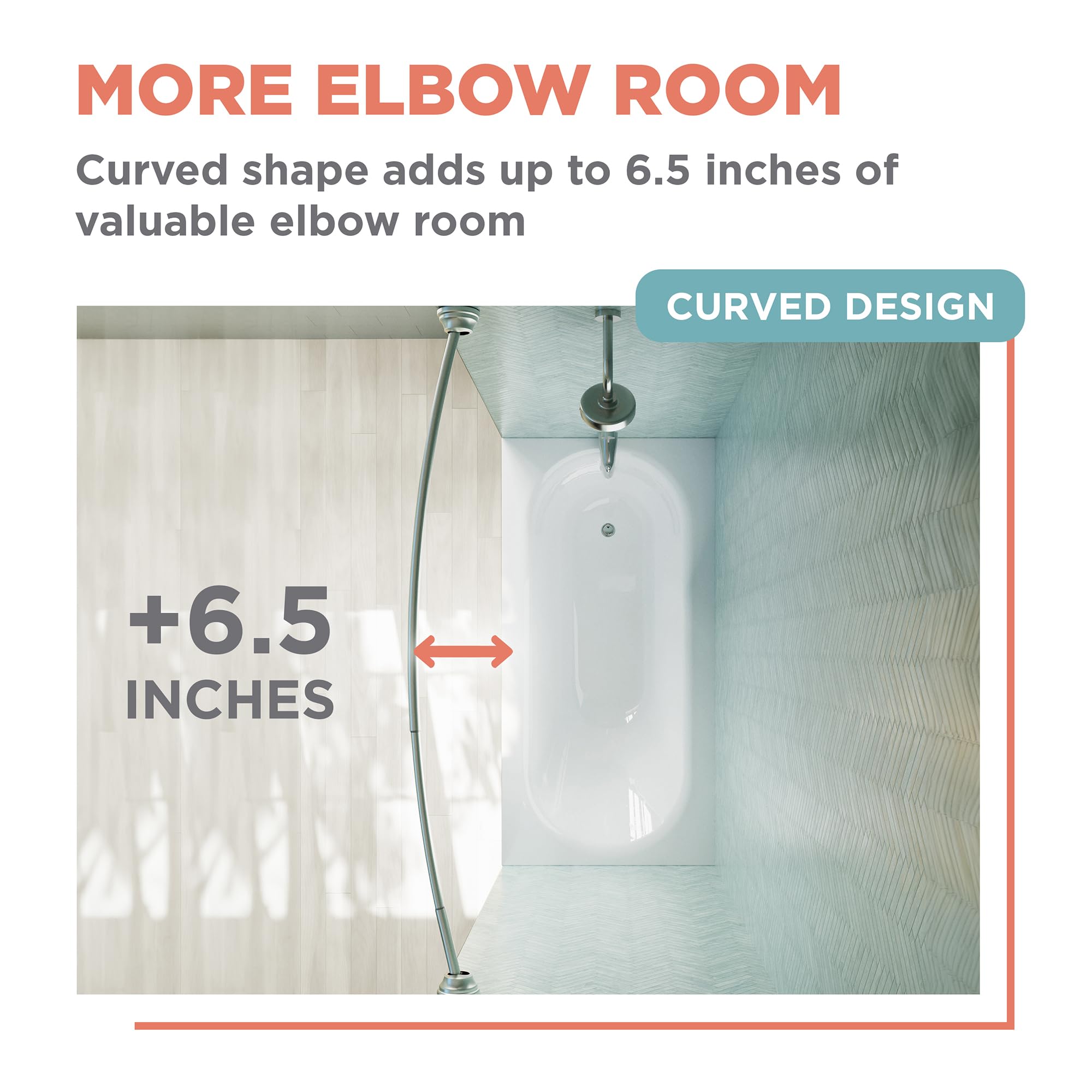 Zenna Home curved shower rod made of rustproof aluminum with lifetime rustproof guarantee